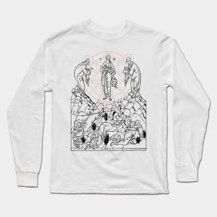 Transfiguration | Μεταμορφωσις | Russian Outline of the Icon of the Transfiguration Long Sleeve T-Shirt